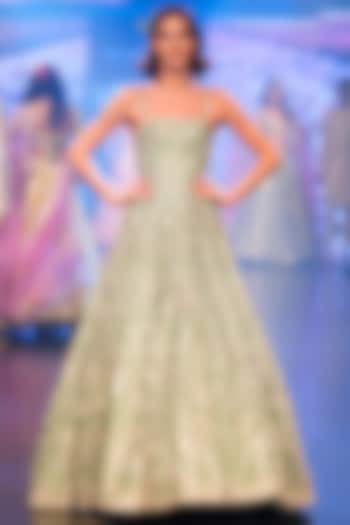 Mint Green Organza Bridal Gown by Anushree Reddy at Pernia's Pop Up Shop