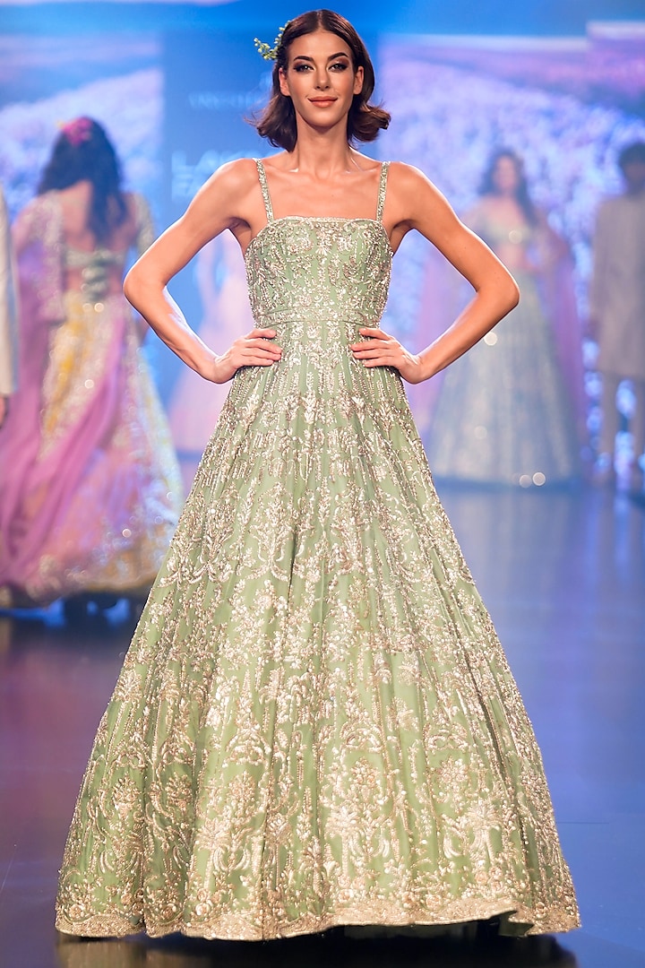 Mint Green Organza Gown Design by Anushree Reddy at Pernia's Pop Up ...