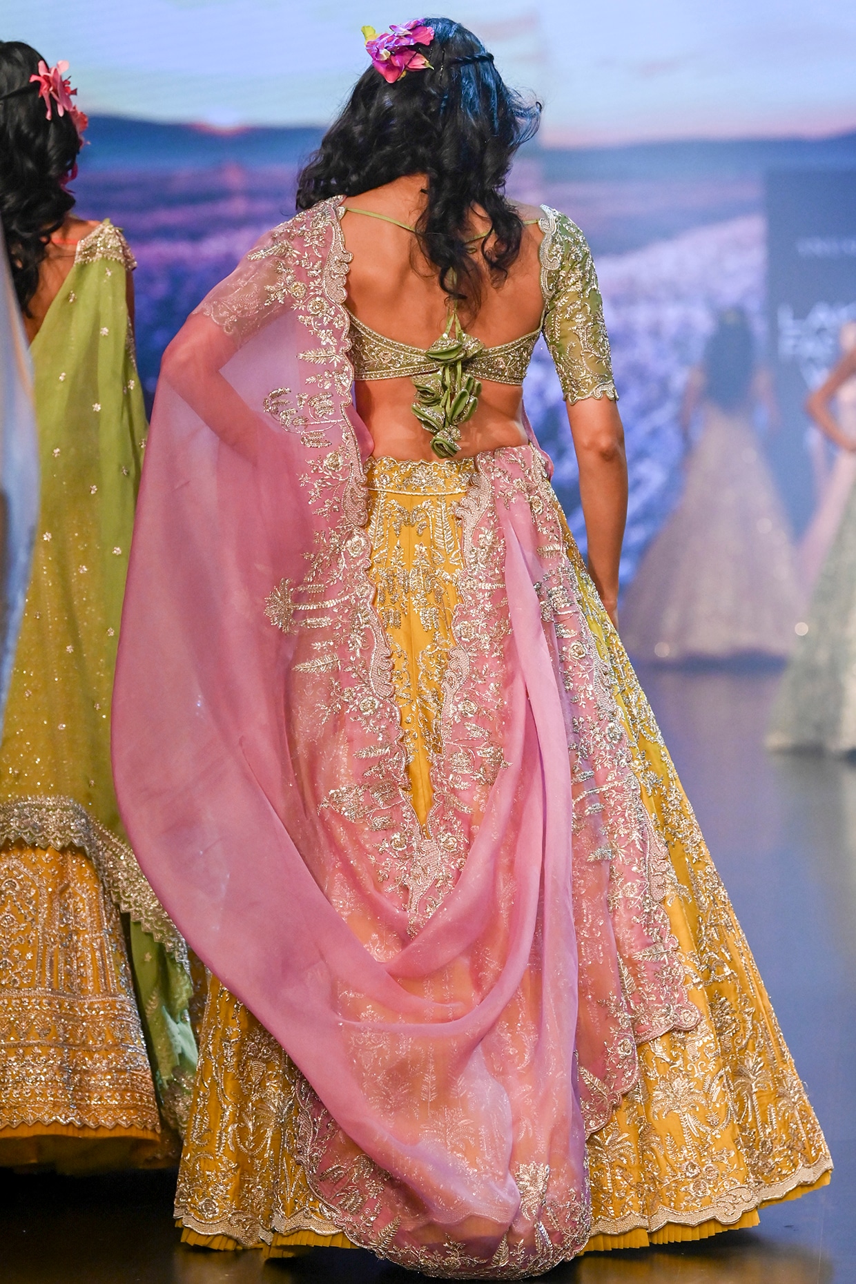 Buy Yellow Lehenga And Blouse Organza Dupatta Net Embellished Bridal Set  For Women by Anushree Reddy Online at Aza Fashions.