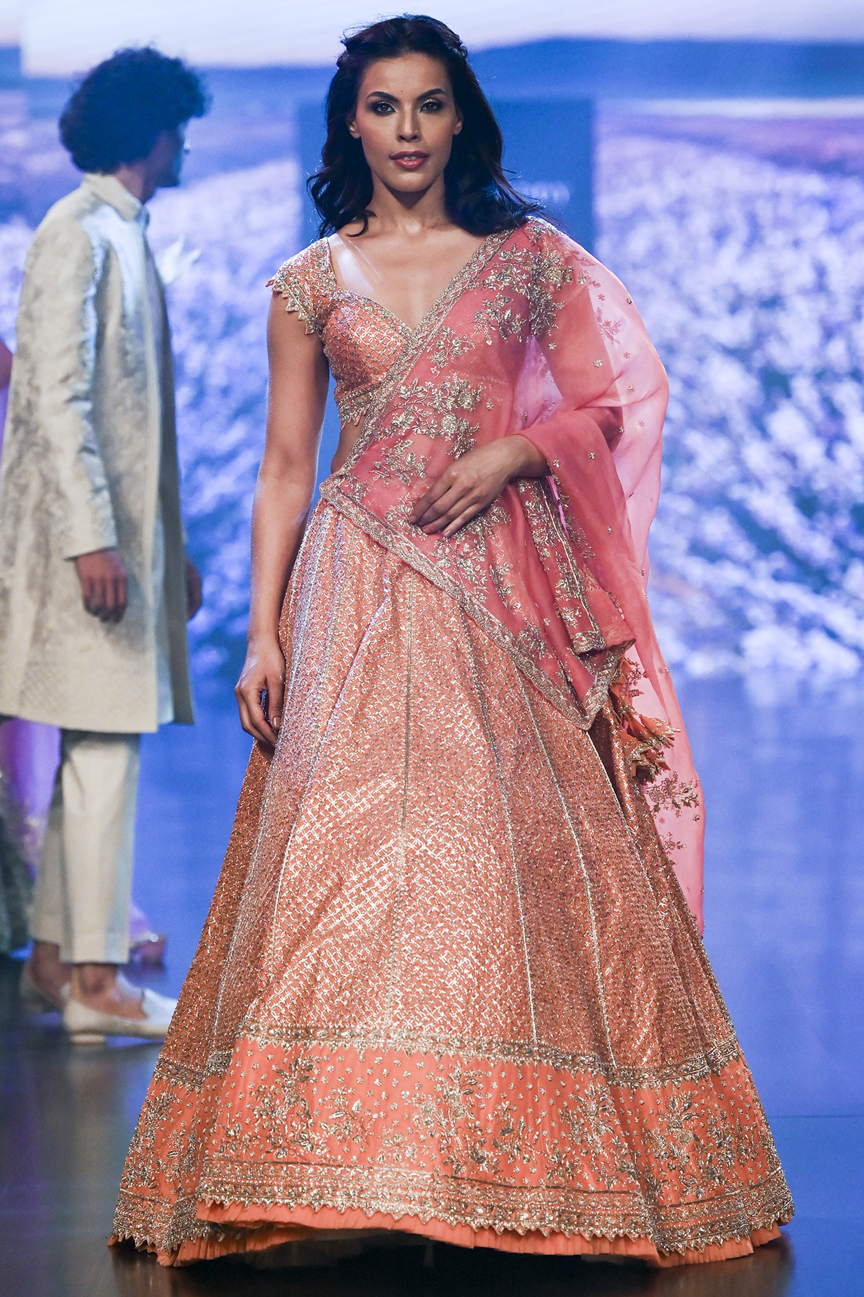 Orange Organza Bridal Lehenga Set by Anushree Reddy at Pernia's Pop Up Shop