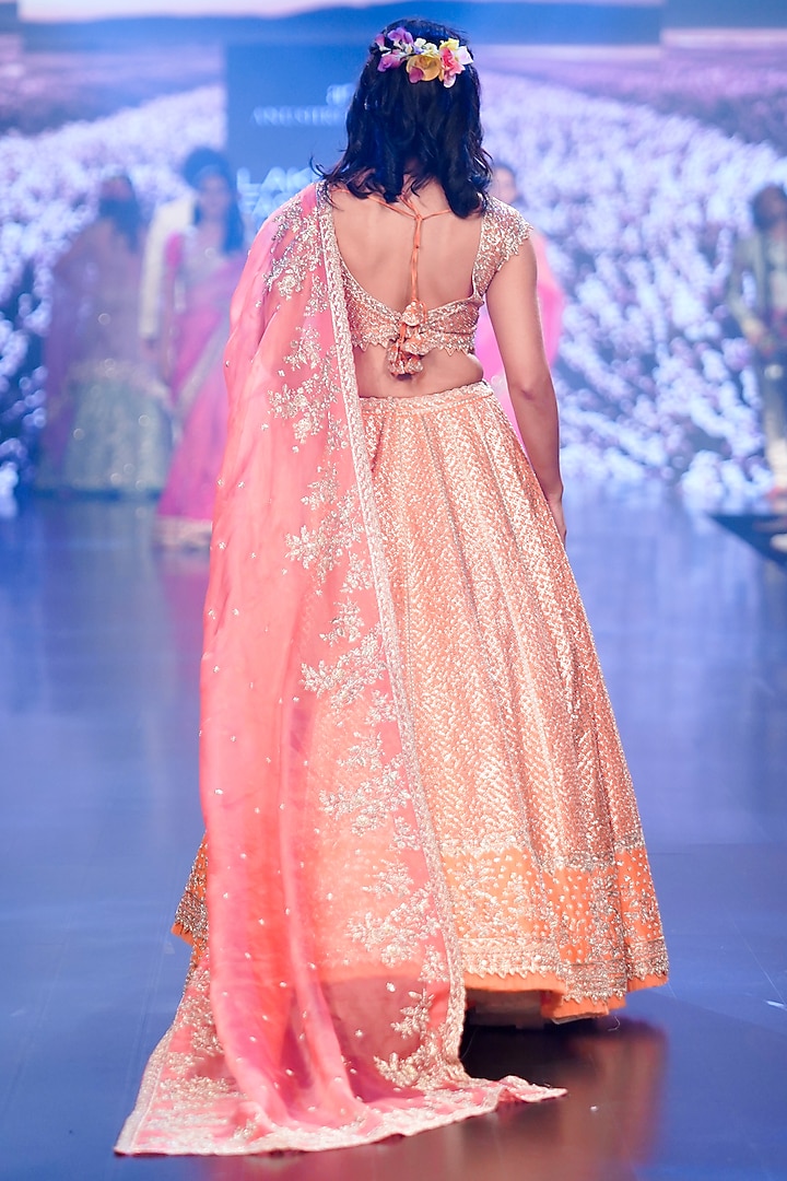 Orange Organza Bridal Lehenga Set by Anushree Reddy at Pernia's Pop Up Shop
