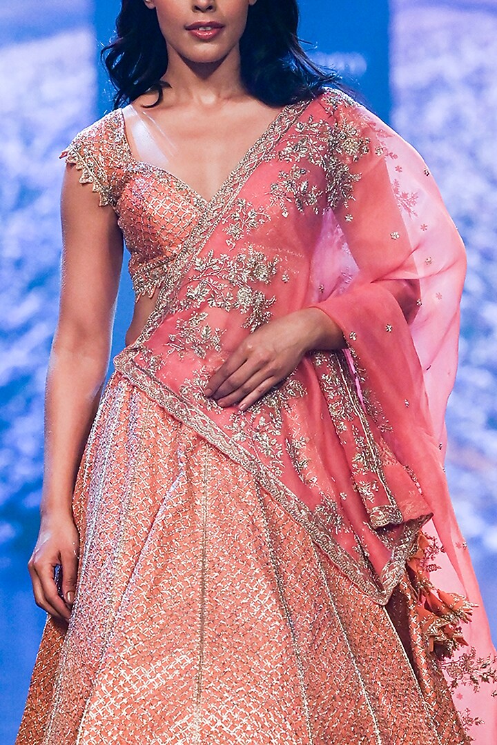 Orange Organza Bridal Lehenga Set by Anushree Reddy at Pernia's Pop Up Shop