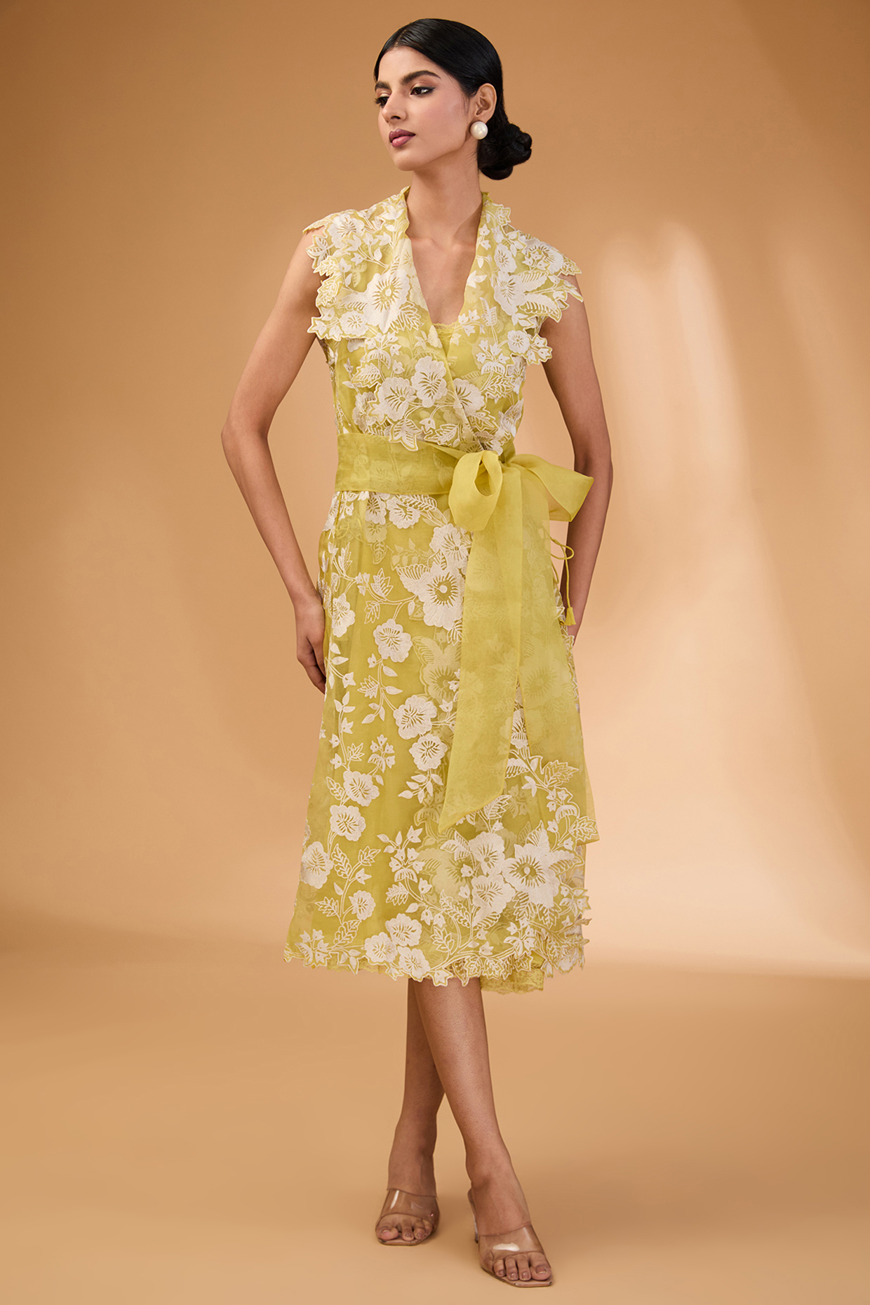 Yellow Organza Jacket Set by Anushree Reddy at Pernia's Pop Up Shop