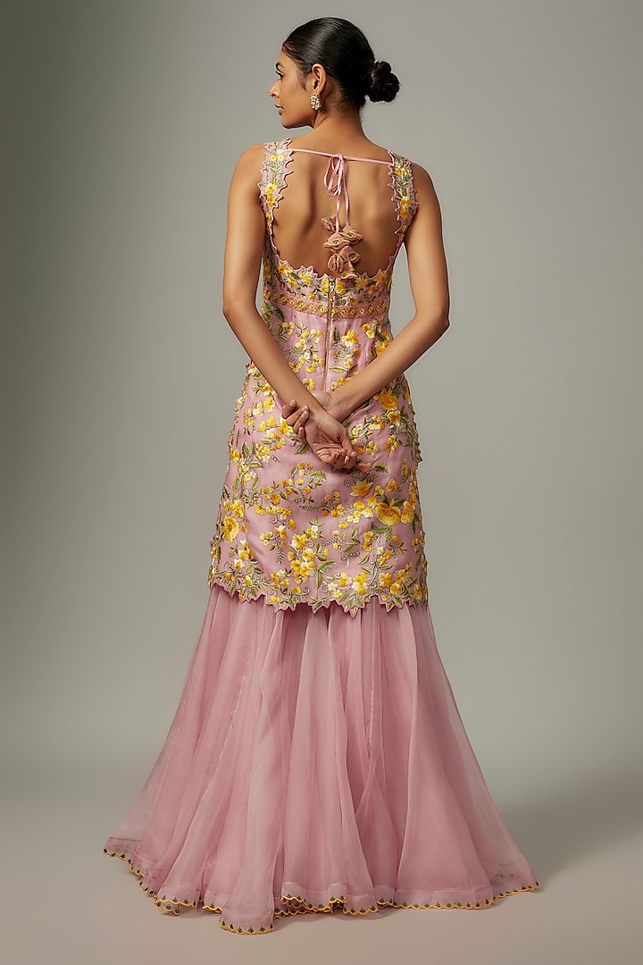 Pink Organza Bridal Sharara Set by Anushree Reddy at Pernia's Pop Up Shop