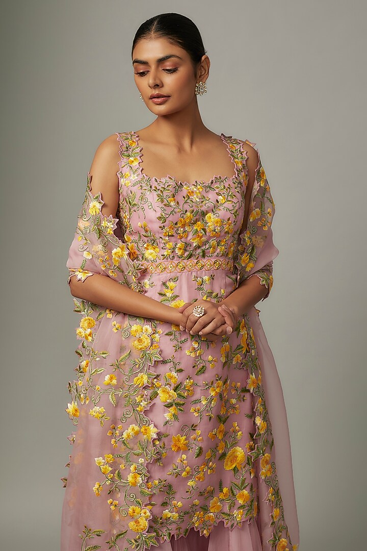 Pink Organza Bridal Sharara Set by Anushree Reddy at Pernia's Pop Up Shop