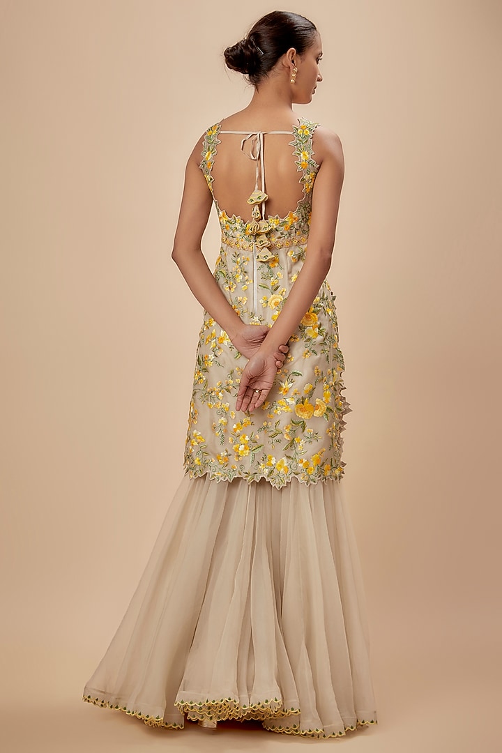Ivory Organza Bridal Sharara Set by Anushree Reddy at Pernia's Pop Up Shop