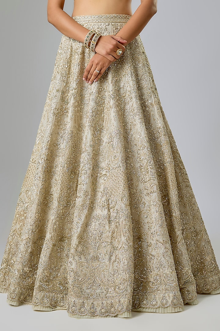 Ivory Organza Bridal Lehenga Set by Anushree Reddy at Pernia's Pop Up Shop