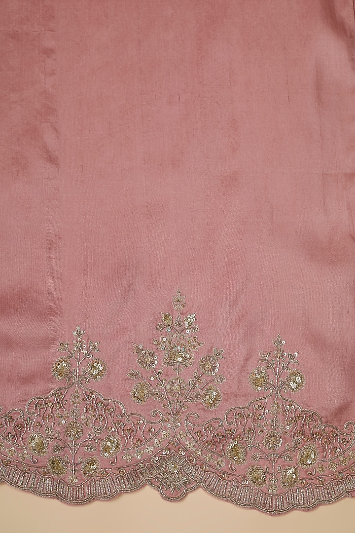 Blush Pink Organza Hand Embroidered Bridal Saree Set by Anushree Reddy at Pernia's Pop Up Shop