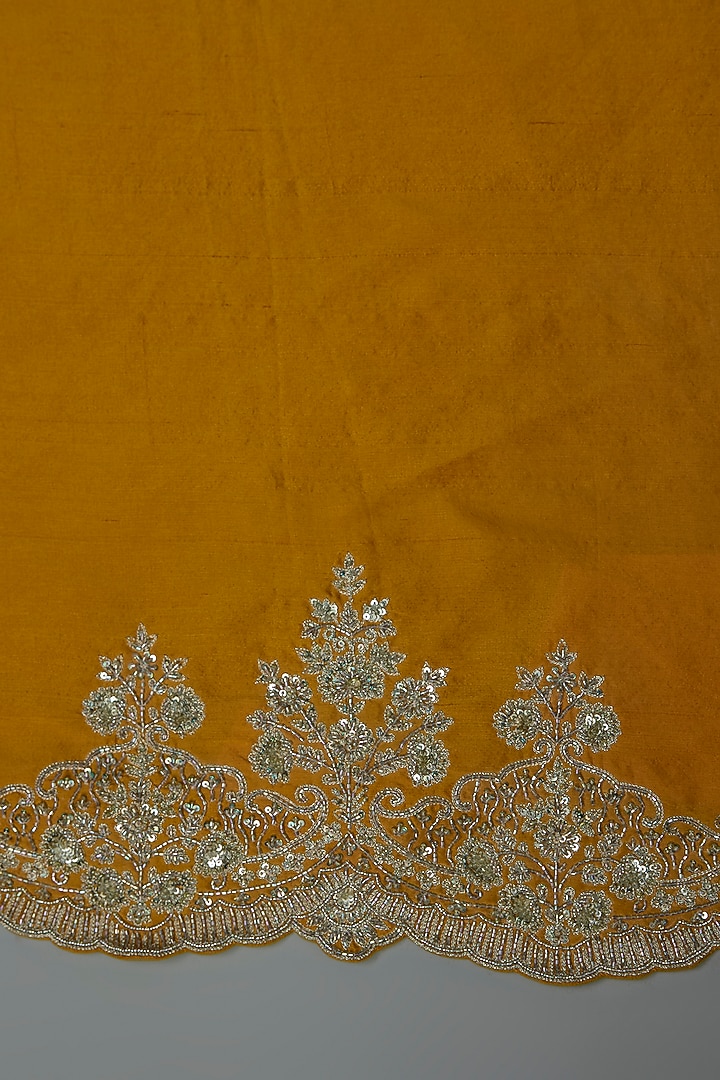 Mustard Yellow Organza Hand Embroidered Bridal Saree Set by Anushree Reddy at Pernia's Pop Up Shop