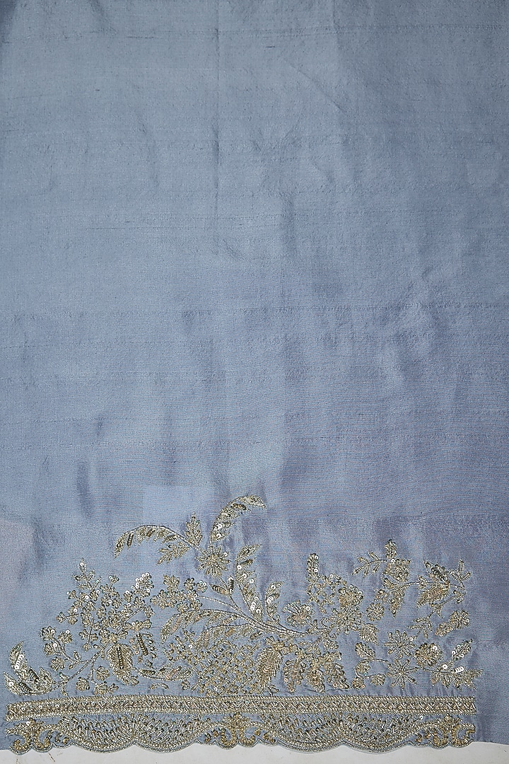 Sky Blue Organza Hand Embroidered Bridal Saree Set by Anushree Reddy at Pernia's Pop Up Shop