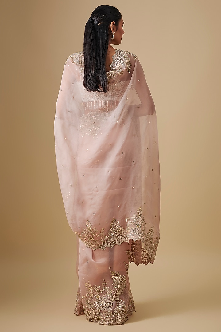 Champagne Organza Bridal Saree Set by Anushree Reddy at Pernia's Pop Up Shop