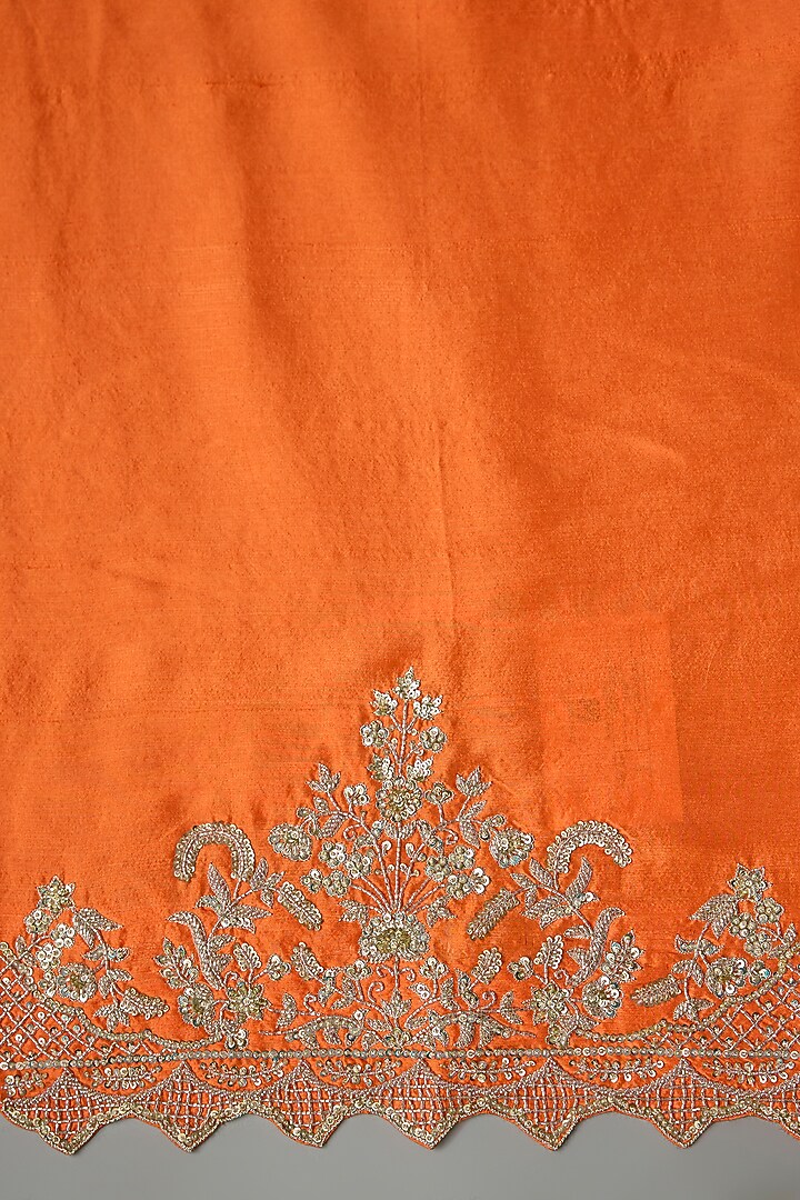 Orange Organza Hand Embroidered Bridal Saree Set by Anushree Reddy at Pernia's Pop Up Shop