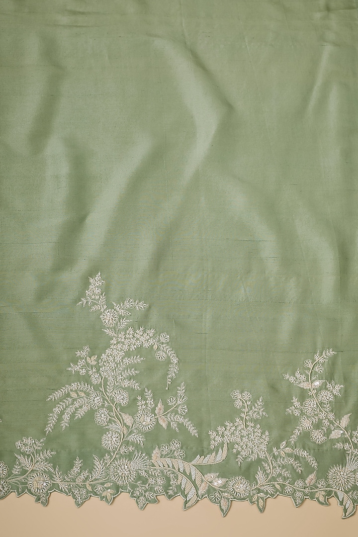 Sea Green Organza Hand & Machine Embroidered Reception Saree Set by Anushree Reddy at Pernia's Pop Up Shop