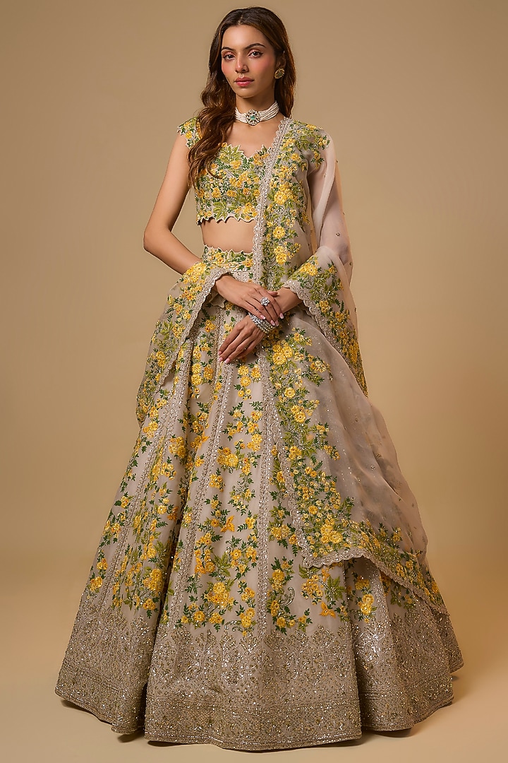 Ivory Organza Bridal Lehenga Set by Anushree Reddy at Pernia's Pop Up Shop
