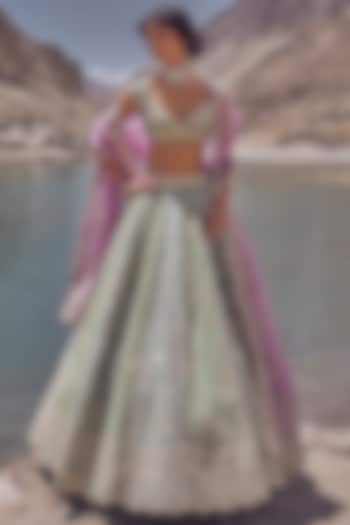 Tri-Colored Organza Bridal Lehenga Set by Anushree Reddy at Pernia's Pop Up Shop