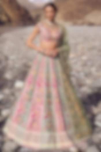 Tri-Colored Organza Bridal Lehenga Set by Anushree Reddy at Pernia's Pop Up Shop