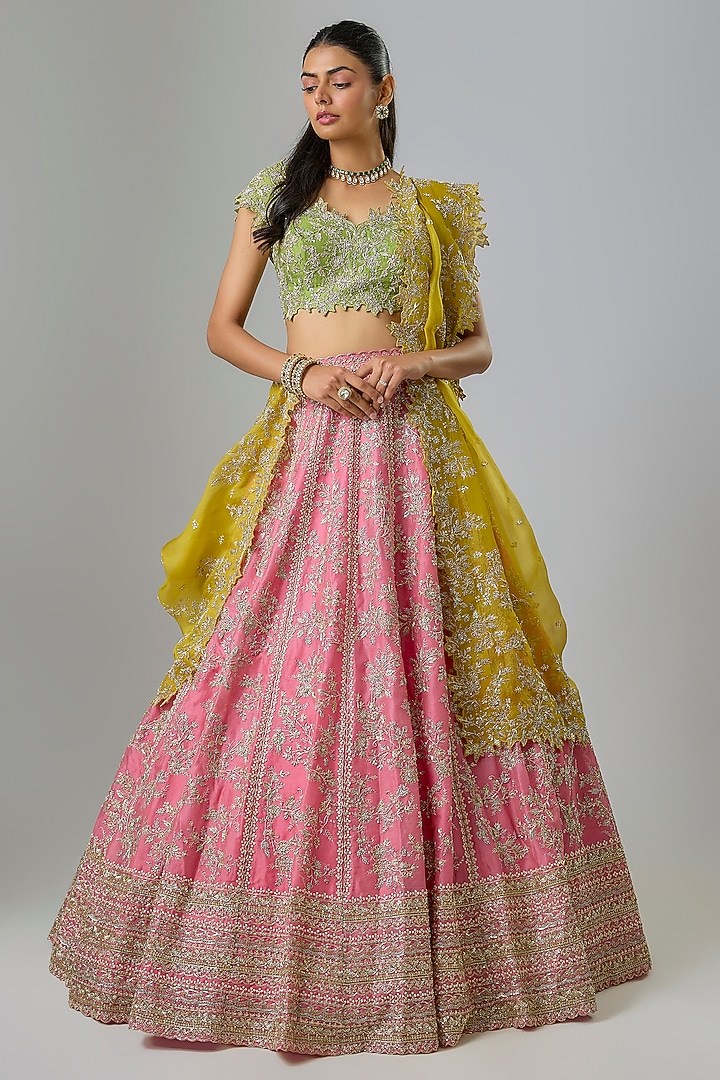 Pink Organza Bridal Lehenga Set by Anushree Reddy at Pernia's Pop Up Shop