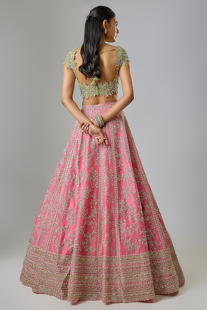 Pink Organza Bridal Lehenga Set by Anushree Reddy at Pernia's Pop Up Shop