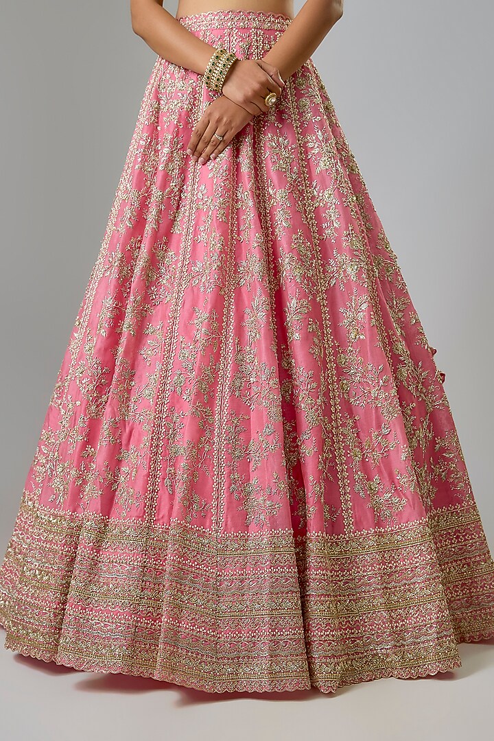 Pink Organza Bridal Lehenga Set by Anushree Reddy at Pernia's Pop Up Shop