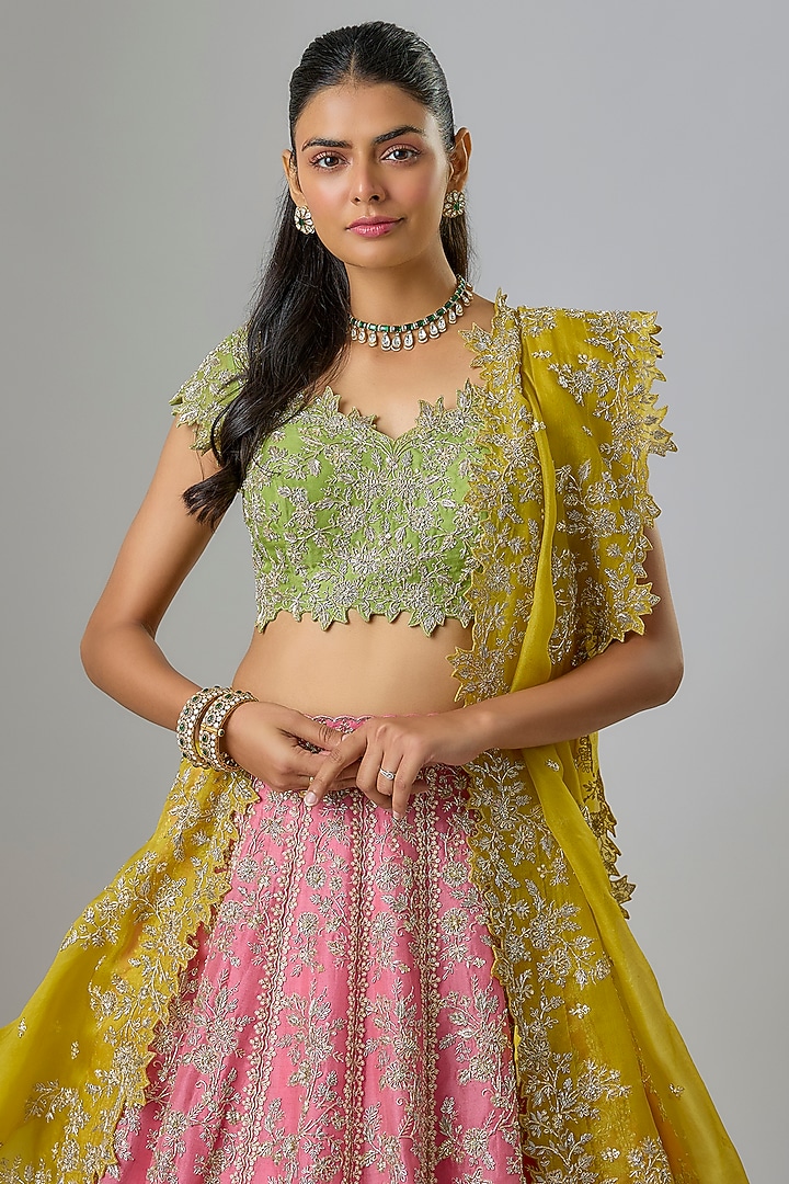 Pink Organza Bridal Lehenga Set by Anushree Reddy at Pernia's Pop Up Shop