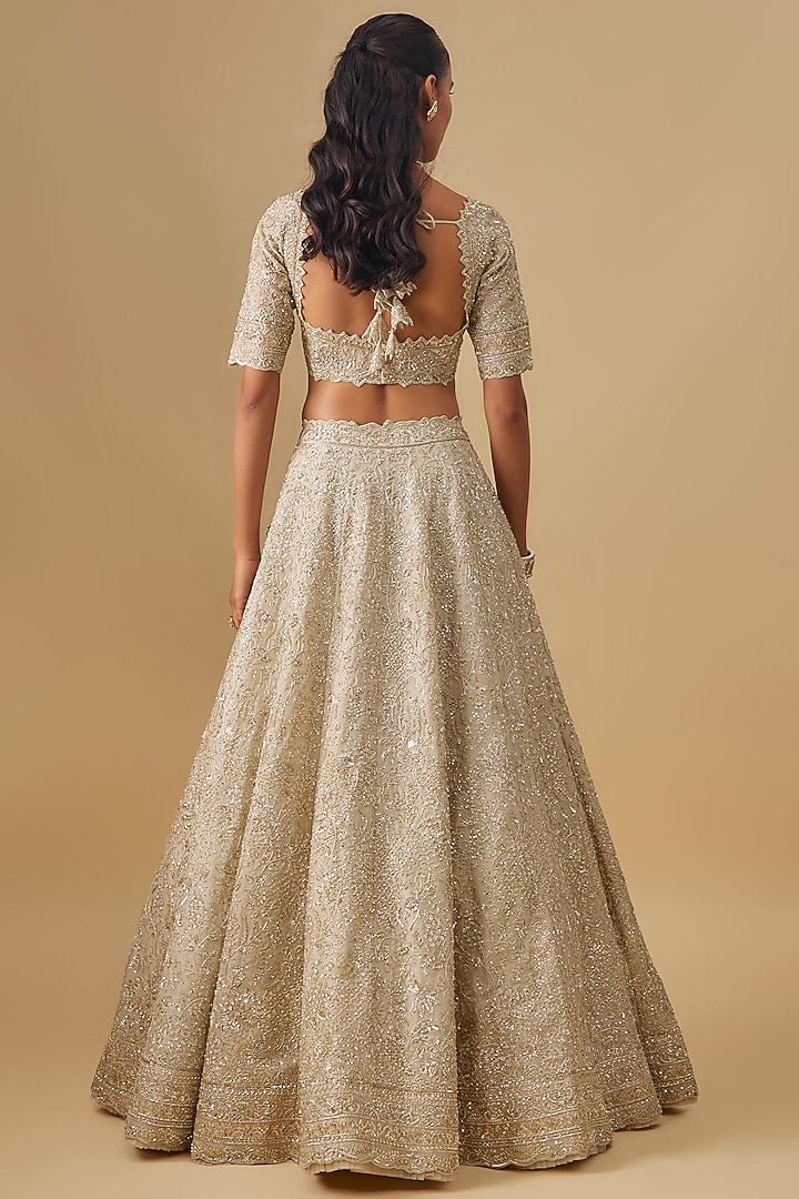Ivory Organza Bridal Lehenga Set by Anushree Reddy at Pernia's Pop Up Shop