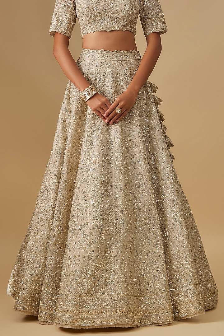 Ivory Organza Bridal Lehenga Set by Anushree Reddy at Pernia's Pop Up Shop