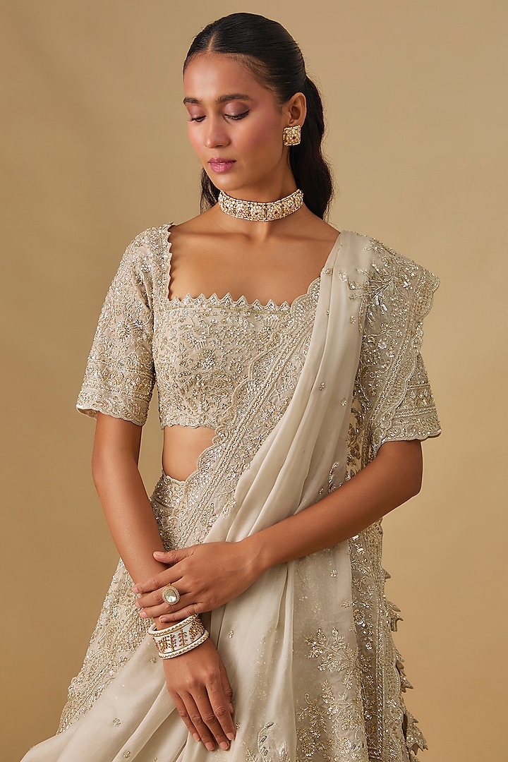 Ivory Organza Bridal Lehenga Set by Anushree Reddy at Pernia's Pop Up Shop