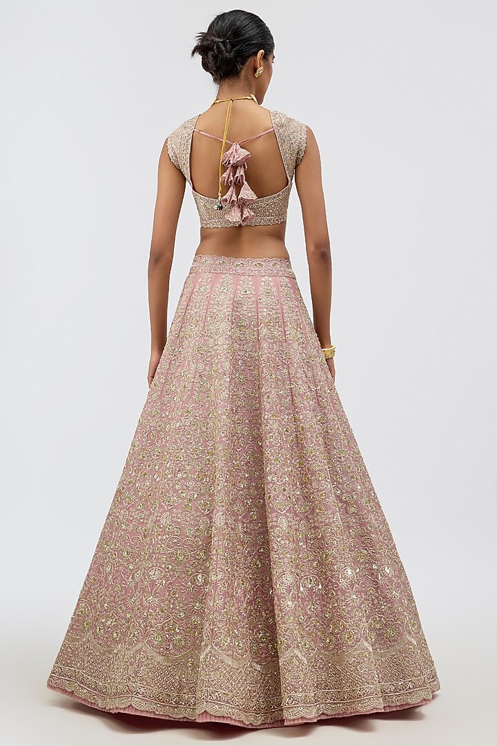 Blush Pink Organza Bridal Lehenga Set by Anushree Reddy at Pernia's Pop Up Shop