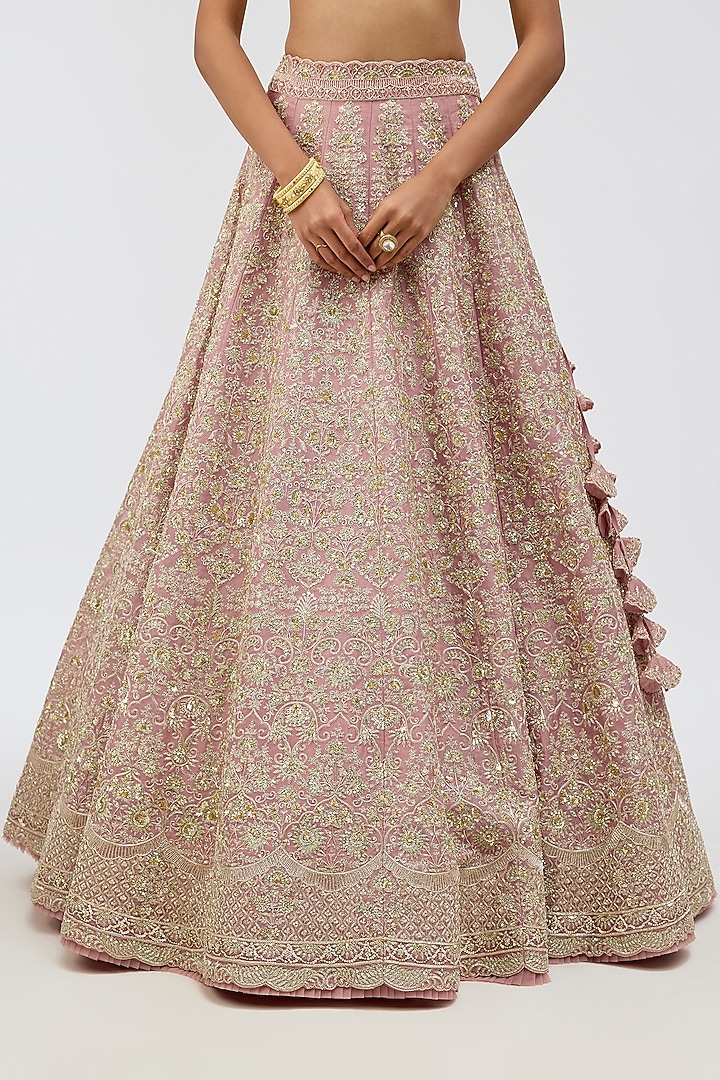 Blush Pink Organza Bridal Lehenga Set by Anushree Reddy at Pernia's Pop Up Shop