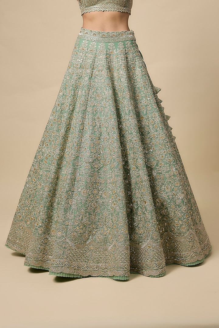 Sea Green Organza Bridal Lehenga Set by Anushree Reddy at Pernia's Pop Up Shop
