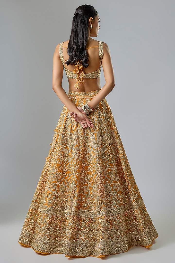 Orange Organza Bridal Lehenga Set by Anushree Reddy at Pernia's Pop Up Shop