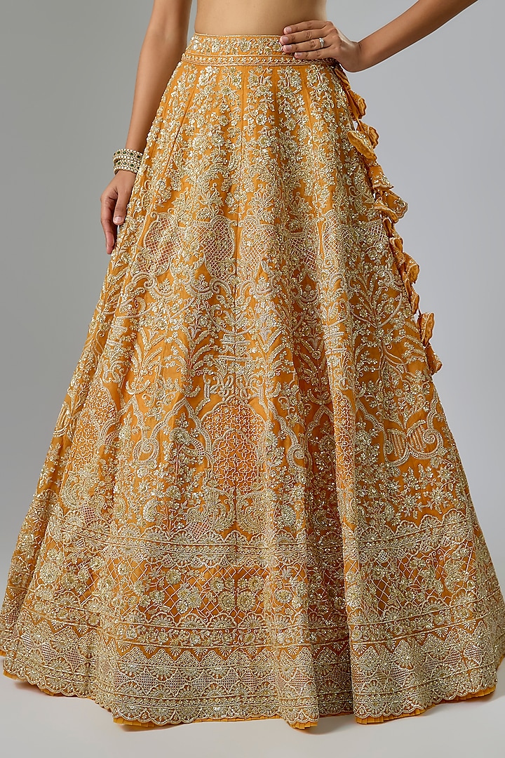 Orange Organza Bridal Lehenga Set by Anushree Reddy at Pernia's Pop Up Shop