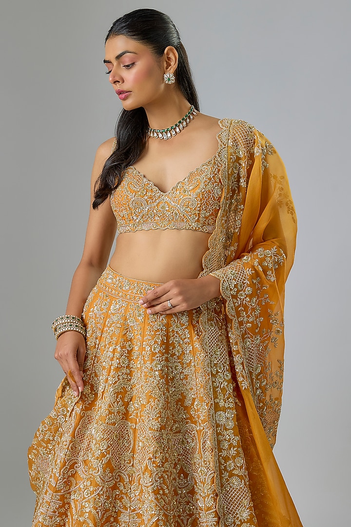 Orange Organza Bridal Lehenga Set by Anushree Reddy at Pernia's Pop Up Shop