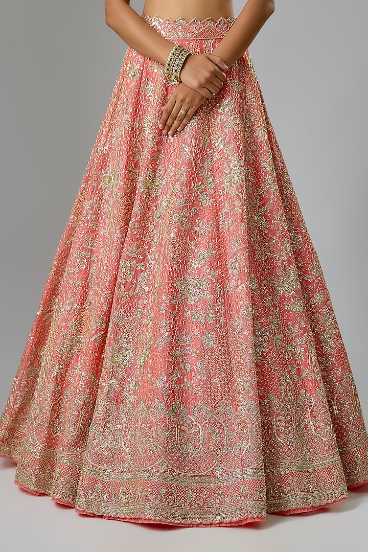 Coral Organza Bridal Lehenga Set by Anushree Reddy at Pernia's Pop Up Shop