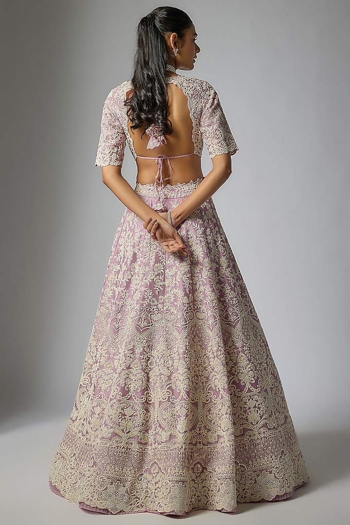 Mauve Organza Bridal Lehenga Set by Anushree Reddy at Pernia's Pop Up Shop