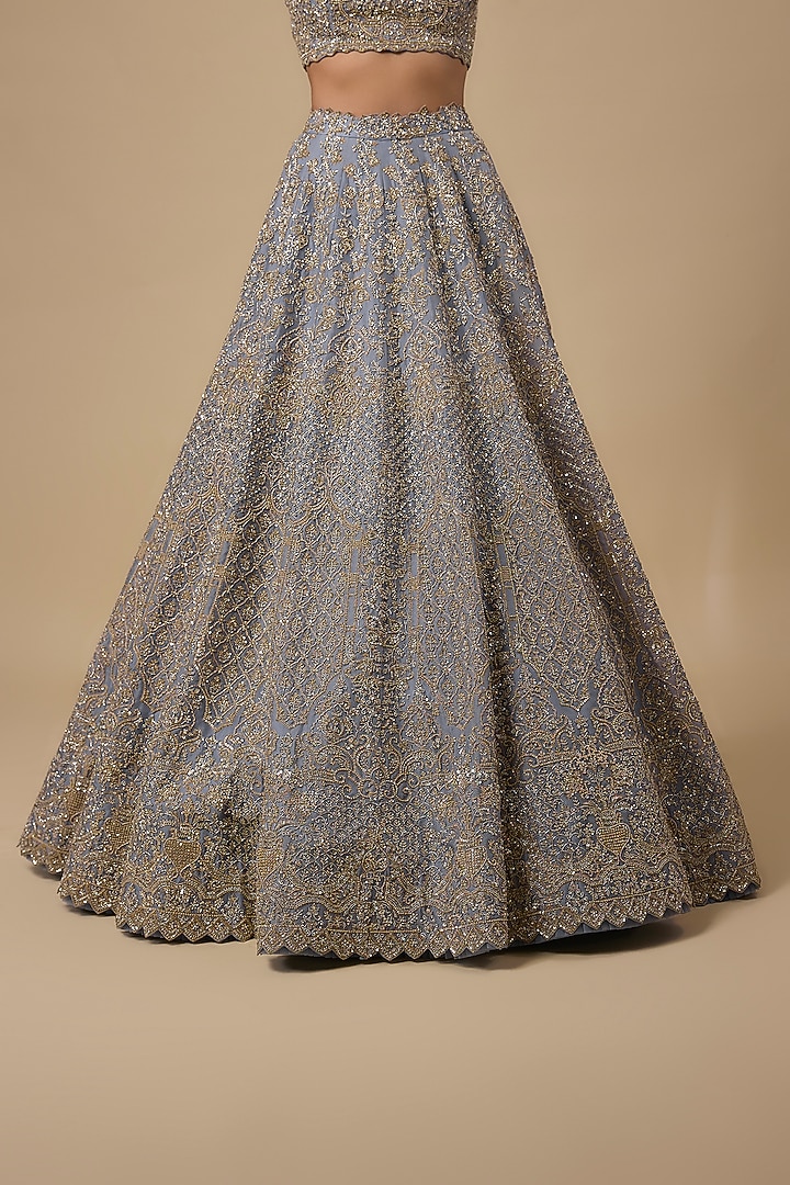 Sky Blue Organza Bridal Lehenga Set by Anushree Reddy at Pernia's Pop Up Shop