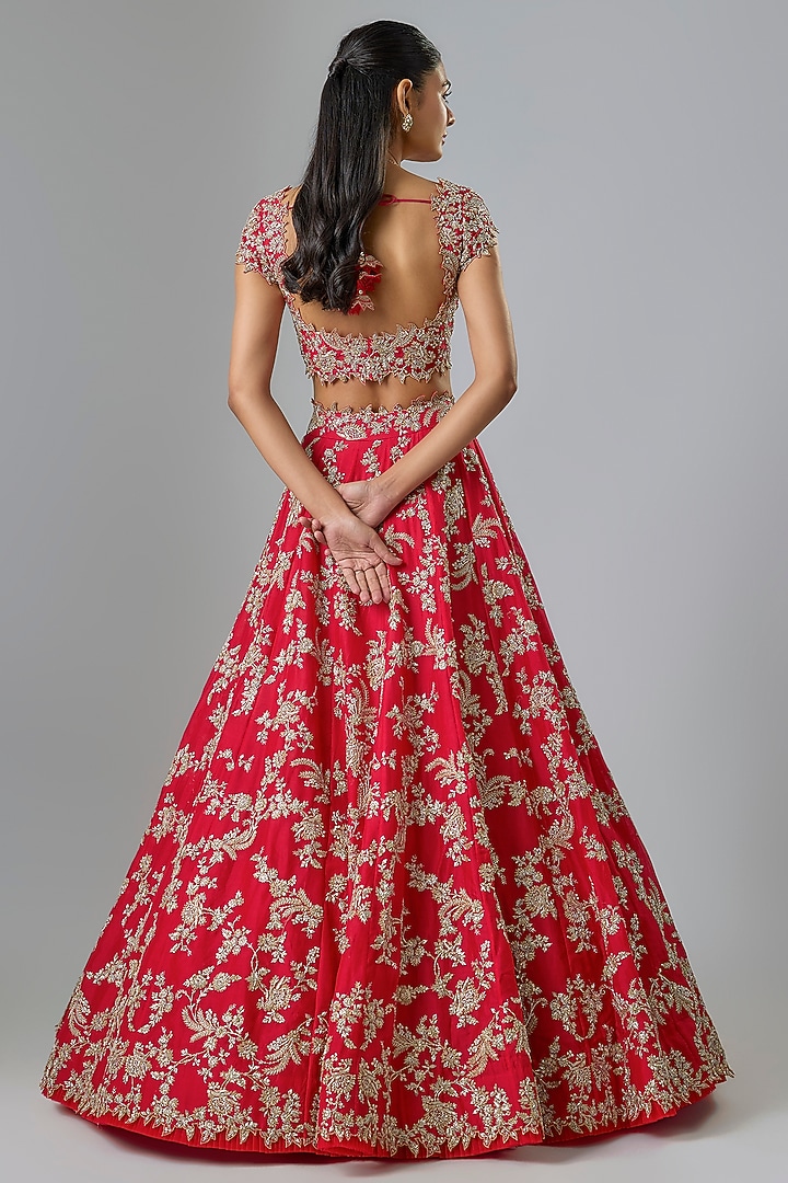 Red Organza Bridal Lehenga Set by Anushree Reddy at Pernia's Pop Up Shop