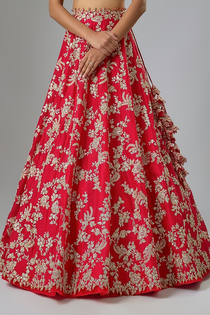 Red Organza Bridal Lehenga Set by Anushree Reddy at Pernia's Pop Up Shop