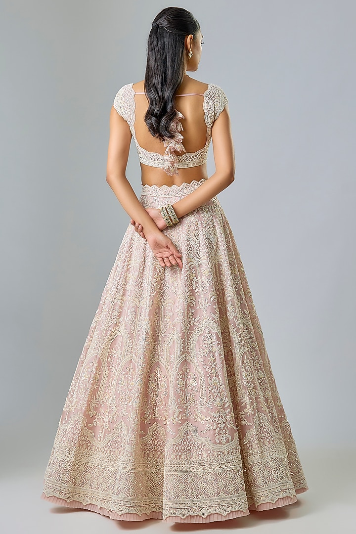 Soft Pink Organza Bridal Lehenga Set by Anushree Reddy at Pernia's Pop Up Shop