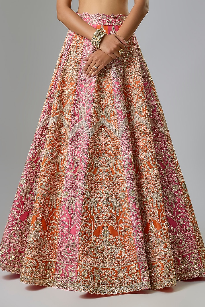 Tri-Colored Organza Bridal Lehenga Set by Anushree Reddy at Pernia's Pop Up Shop