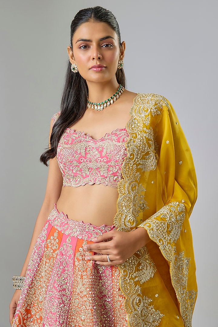 Tri-Colored Organza Bridal Lehenga Set by Anushree Reddy at Pernia's Pop Up Shop