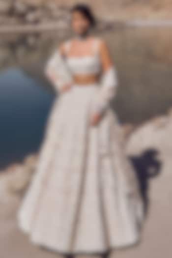 Ivory Organza Bridal Lehenga Set by Anushree Reddy at Pernia's Pop Up Shop