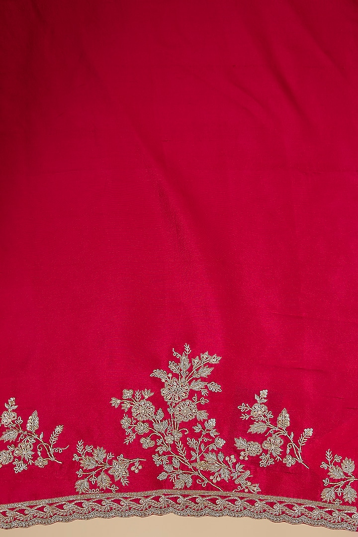 Cherry Red Organza Hand Embroidered Bridal Saree Set by Anushree Reddy at Pernia's Pop Up Shop
