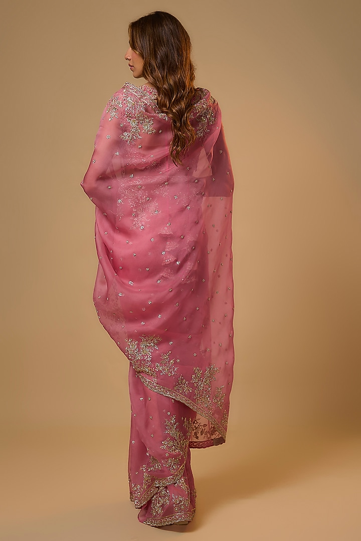 Pink Organza Bridal Saree Set by Anushree Reddy at Pernia's Pop Up Shop