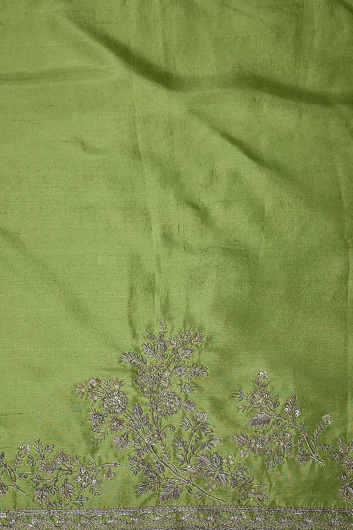 Chutney Green Organza Hand Embroidered Bridal Saree Set by Anushree Reddy at Pernia's Pop Up Shop