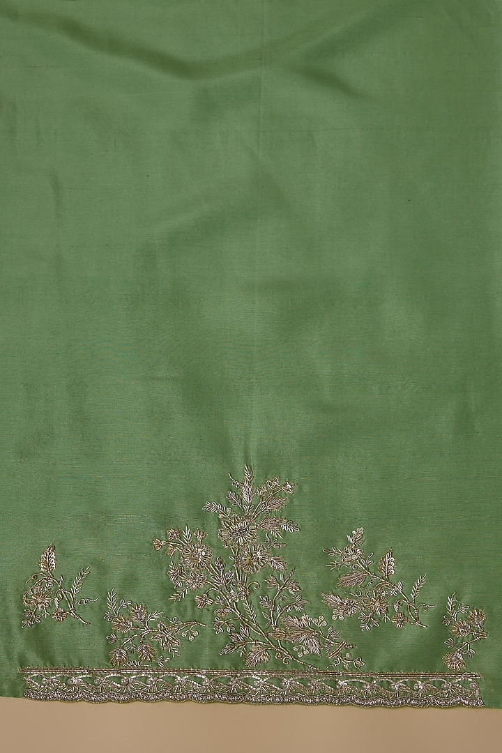 Sea Green & Chutney Green Organza Hand Embroidered Bridal Saree Set by Anushree Reddy at Pernia's Pop Up Shop