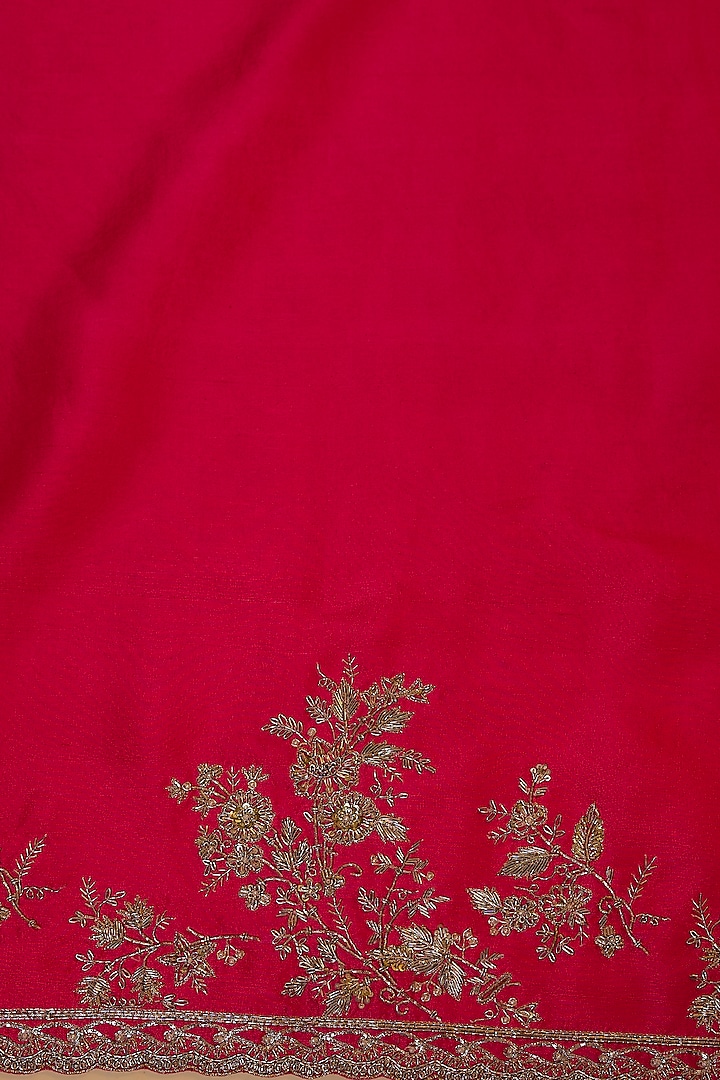 Orange & Pink Organza Hand Embroidered Bridal Saree Set by Anushree Reddy at Pernia's Pop Up Shop