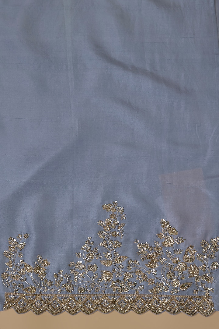 Sky Blue Organza Hand Embroidered Bridal Saree Set by Anushree Reddy at Pernia's Pop Up Shop