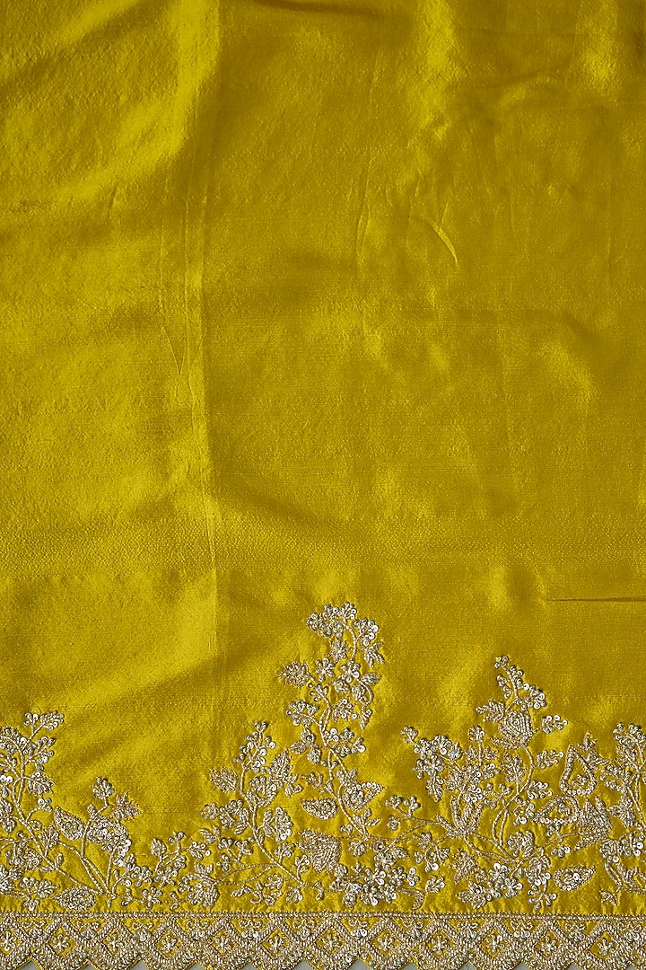 Ivory & Yellow Ombre Organza Hand Embroidered Bridal Saree Set by Anushree Reddy at Pernia's Pop Up Shop