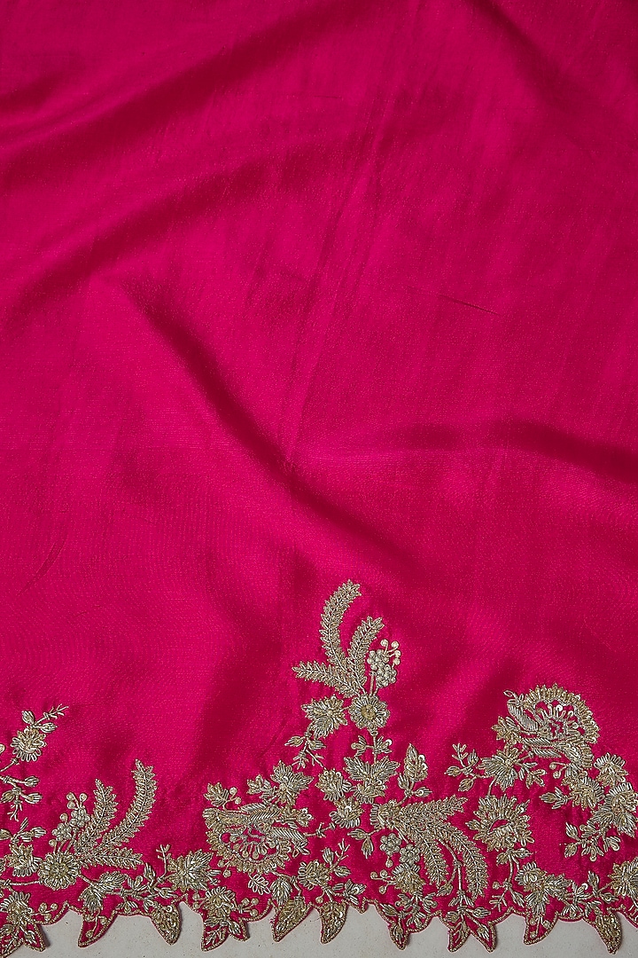 Hot Pink Organza Hand Embroidered Bridal Saree Set by Anushree Reddy at Pernia's Pop Up Shop